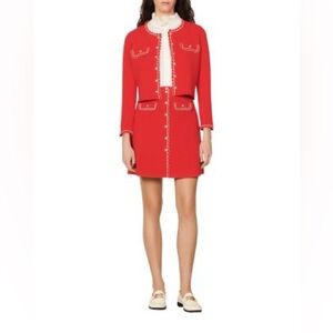 SANDRO NWT Elegant red Skirt Ensemble
